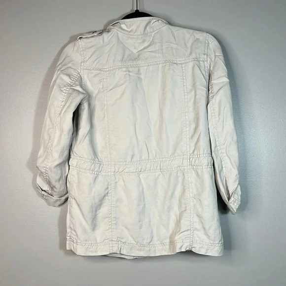 LOFT Cream Lightweight Utility Jacket with Drawstring Waist - XS Petite - EUC - Picture 9 of 11